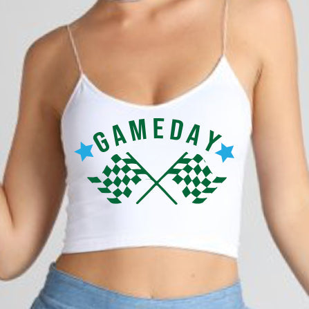 Green & Light Blue Game Day Spaghetti Strap Top
