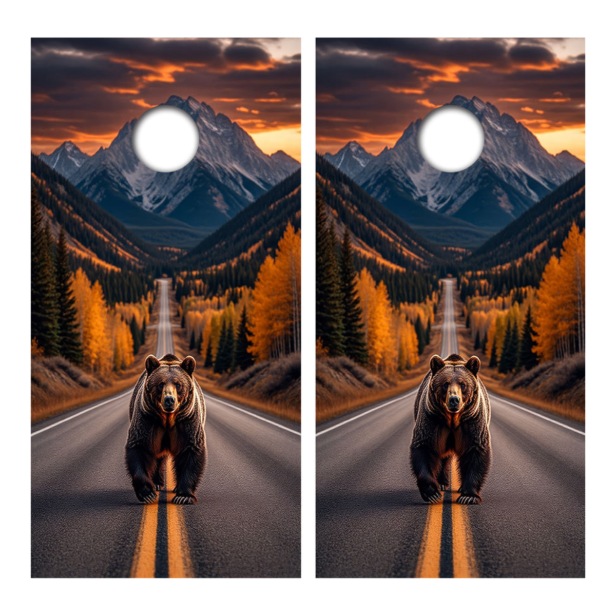 Grizzly Bear Highway Cornhole Design - Corn5035 - Great Call Athletics