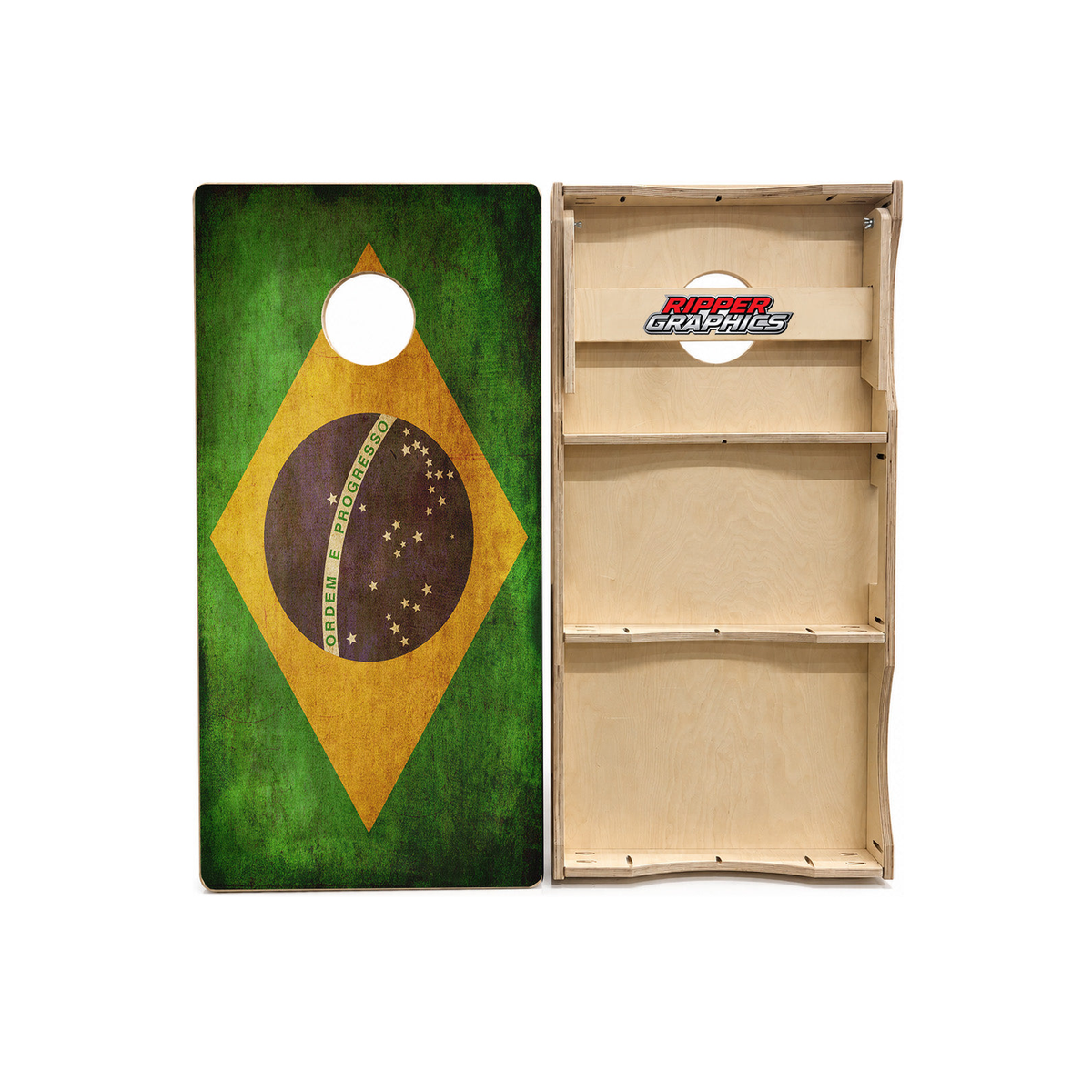 Grunge Brazilian Flag Cornhole Design product photo