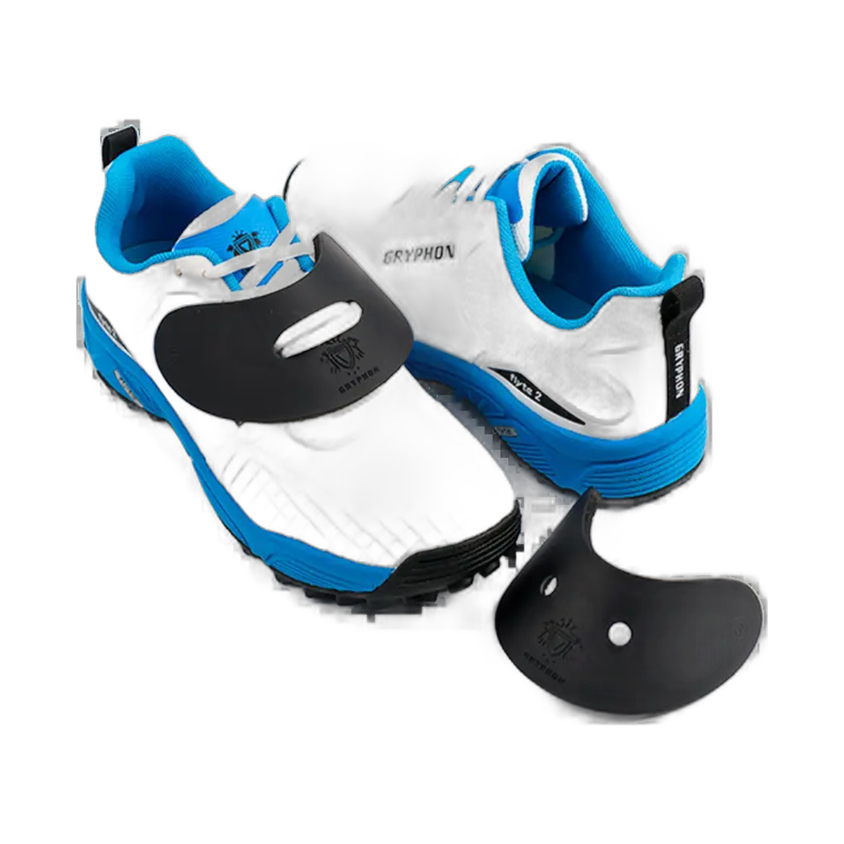 GRYPHON Foot Guards in Black - shoe fit angled detail