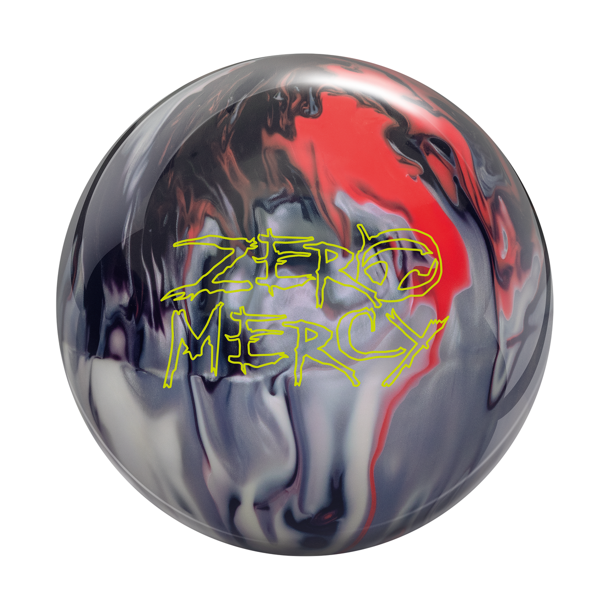 Hammer Zero Mercy Hybrid Bowling Ball in Black Silver White Red - front view