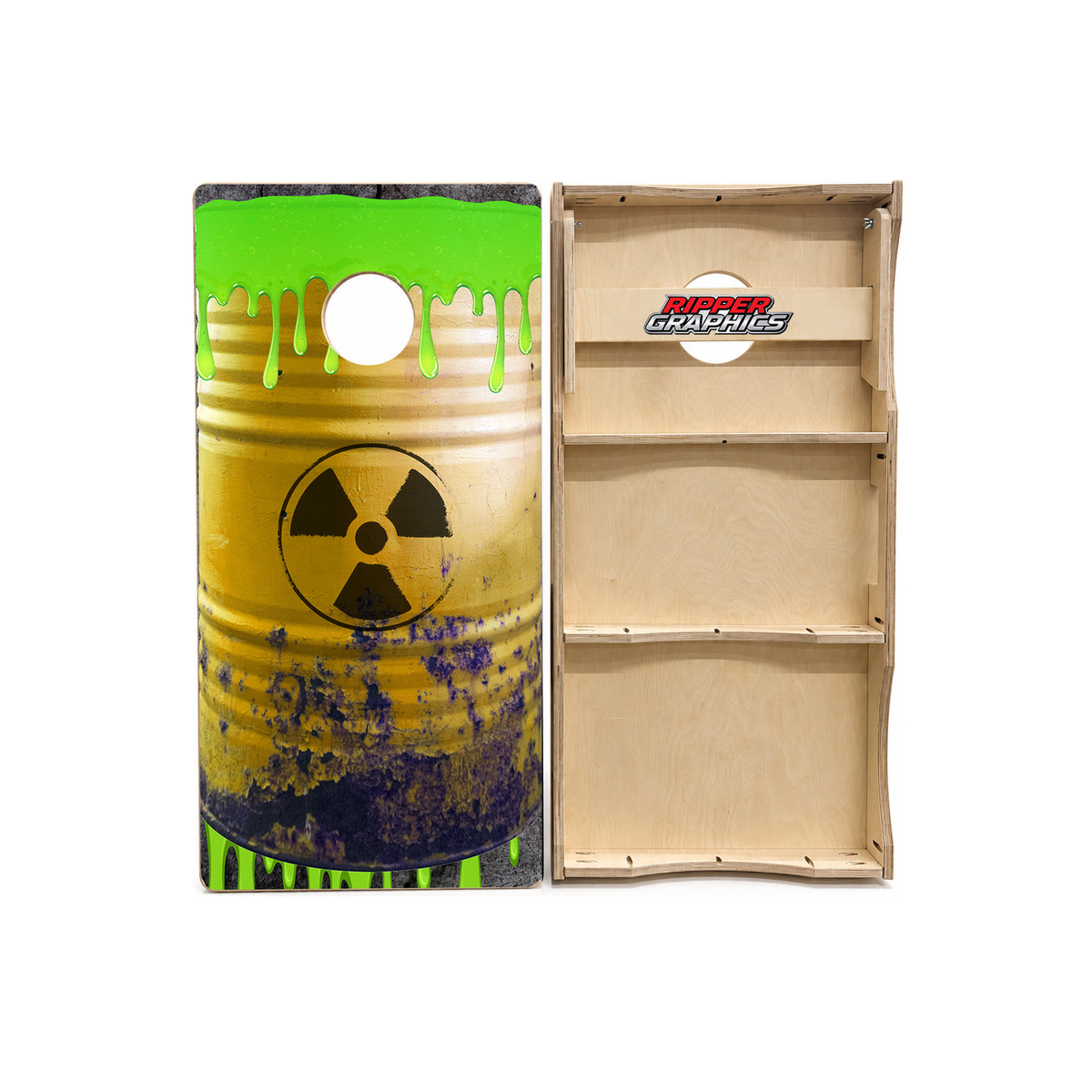 Hazardous Toxic Waste Barrel Cornhole Design product photo