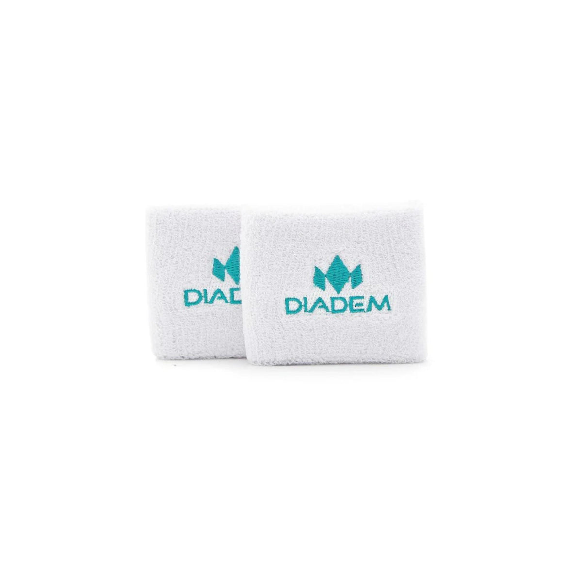 Diadem logo small wristbands made of soft absorbent fabric, shown as a pair with embroidered logo detail.