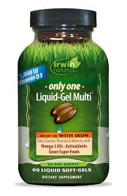 Irwin Naturals Only One Liquid Gel Multivitamin with Iron, 60 softgels