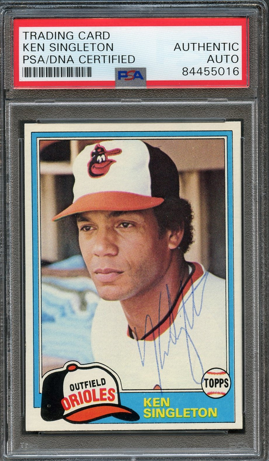 Front of Ken Singleton Topps #570 signed card in PSA/DNA holder