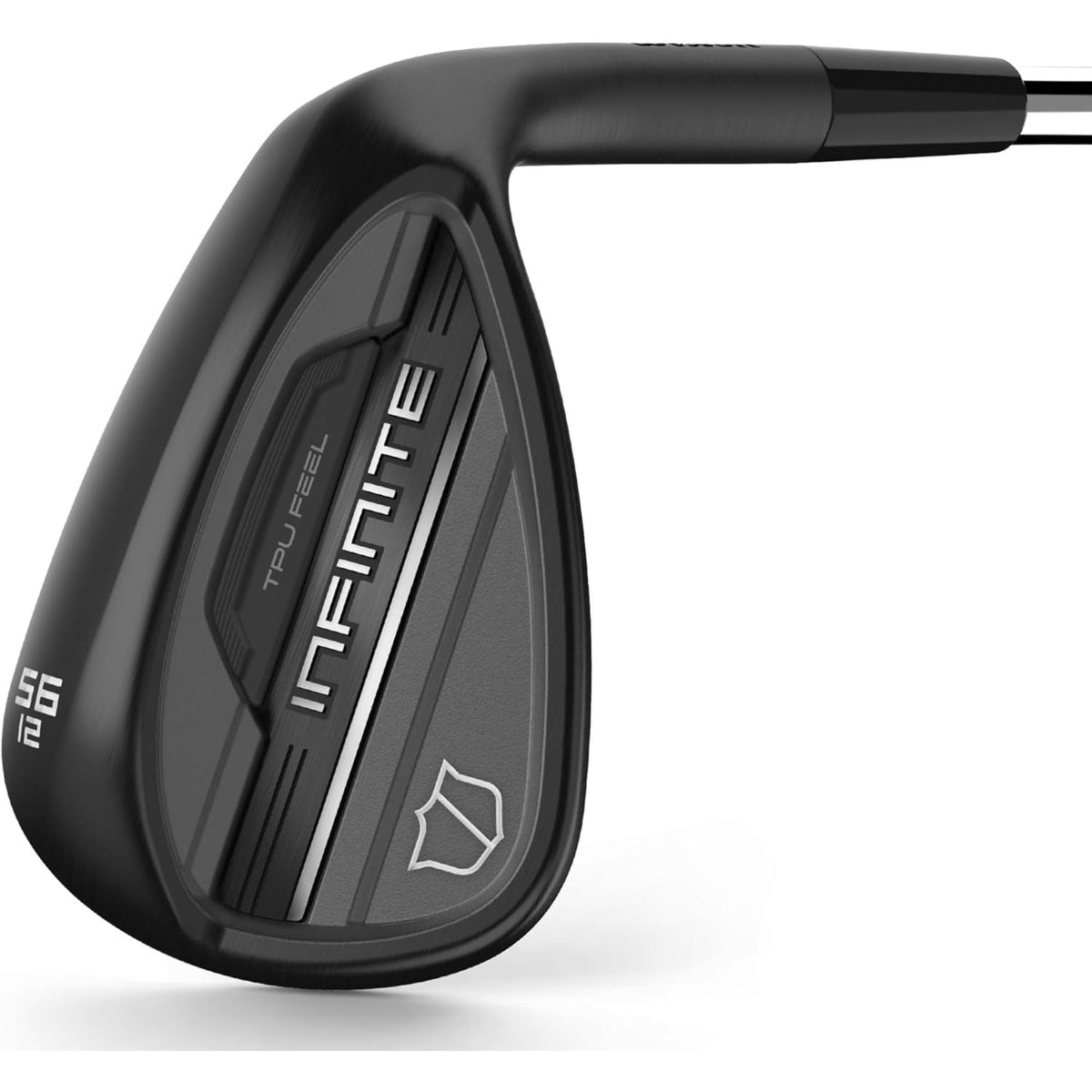 Wilson Golf Infinite wedge featuring a matte black finish, TPU Feel insert, and cavity-back design for improved control and consistency around the greens.