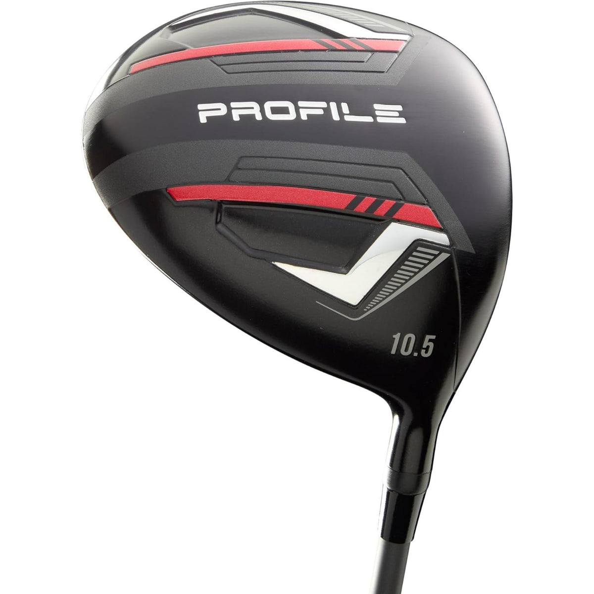 Wilson Golf Senior Profile complete golf club set with driver, fairway woods, irons, and putter in a black and gray cart bag with red accents, displayed on a white background.