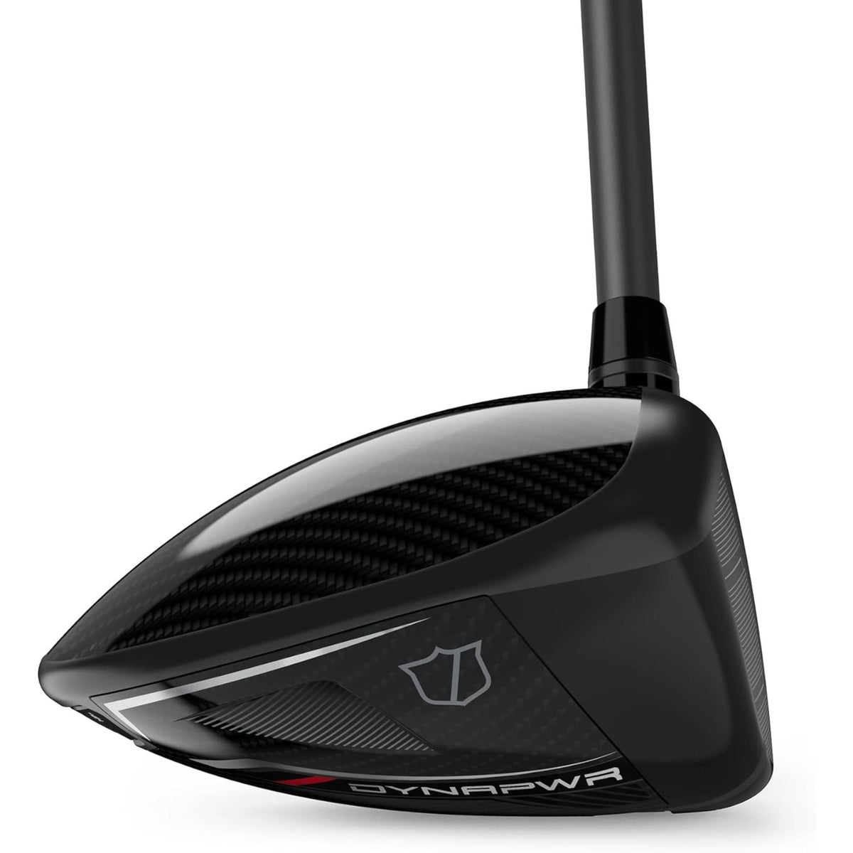 Wilson Golf DYNAPWR LS driver featuring a black carbon crown club head, PKR-360 technology, and 9.0° loft designed for low spin and maximum distance.