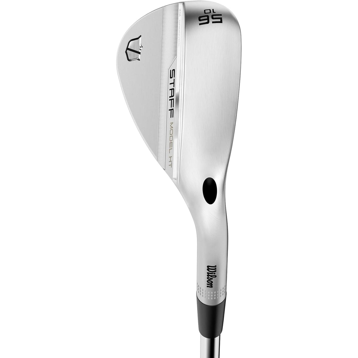 Wilson Golf Staff Model ZM HT wedge featuring a satin chrome finish, precision-milled face with ZM grooves, and a 56° loft for enhanced spin and control.