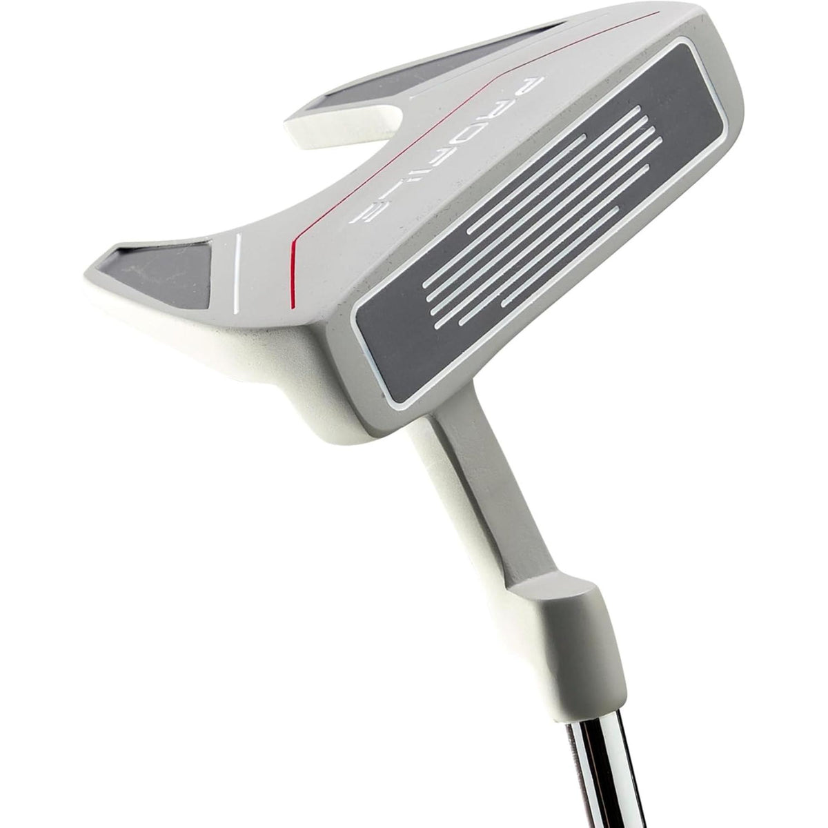 Wilson Golf Senior Profile complete golf club set with driver, fairway woods, irons, and putter in a black and gray cart bag with red accents, displayed on a white background.