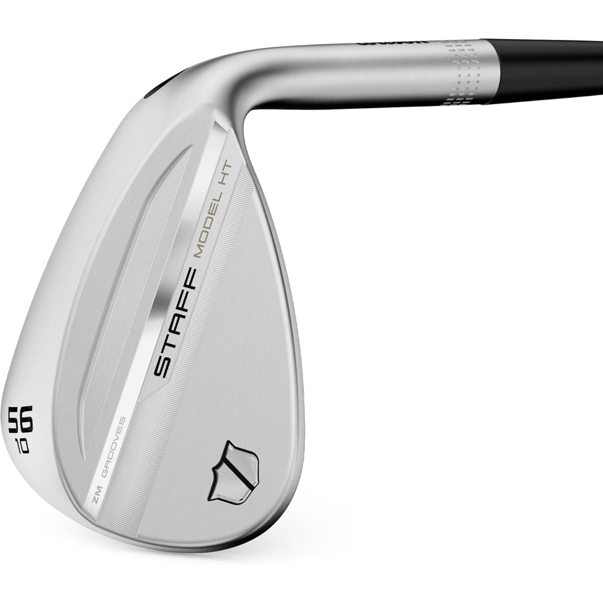 Wilson Golf Staff Model ZM HT wedge featuring a satin chrome finish, precision-milled face with ZM grooves, and a 56° loft for enhanced spin and control.