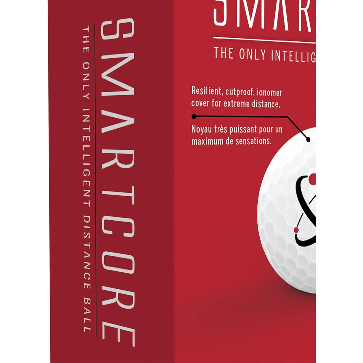 Wilson Golf Smart Core golf balls 24-pack box in red and black packaging with “Smart Core” branding and straight distance performance messaging.