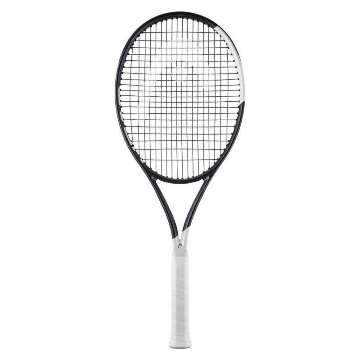 HEAD Speed tennis racquet with black frame, white grip, and white string pattern.