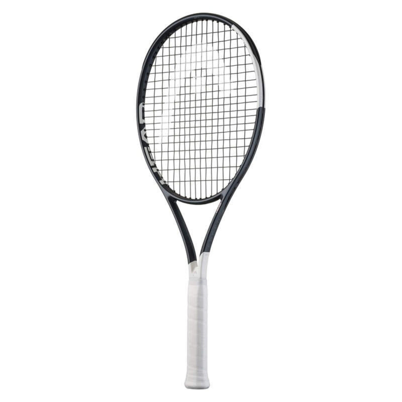 HEAD Speed TOUR 2026 tennis racquet with black and white frame, white grip, and HEAD logo on the strings, shown against a white background.