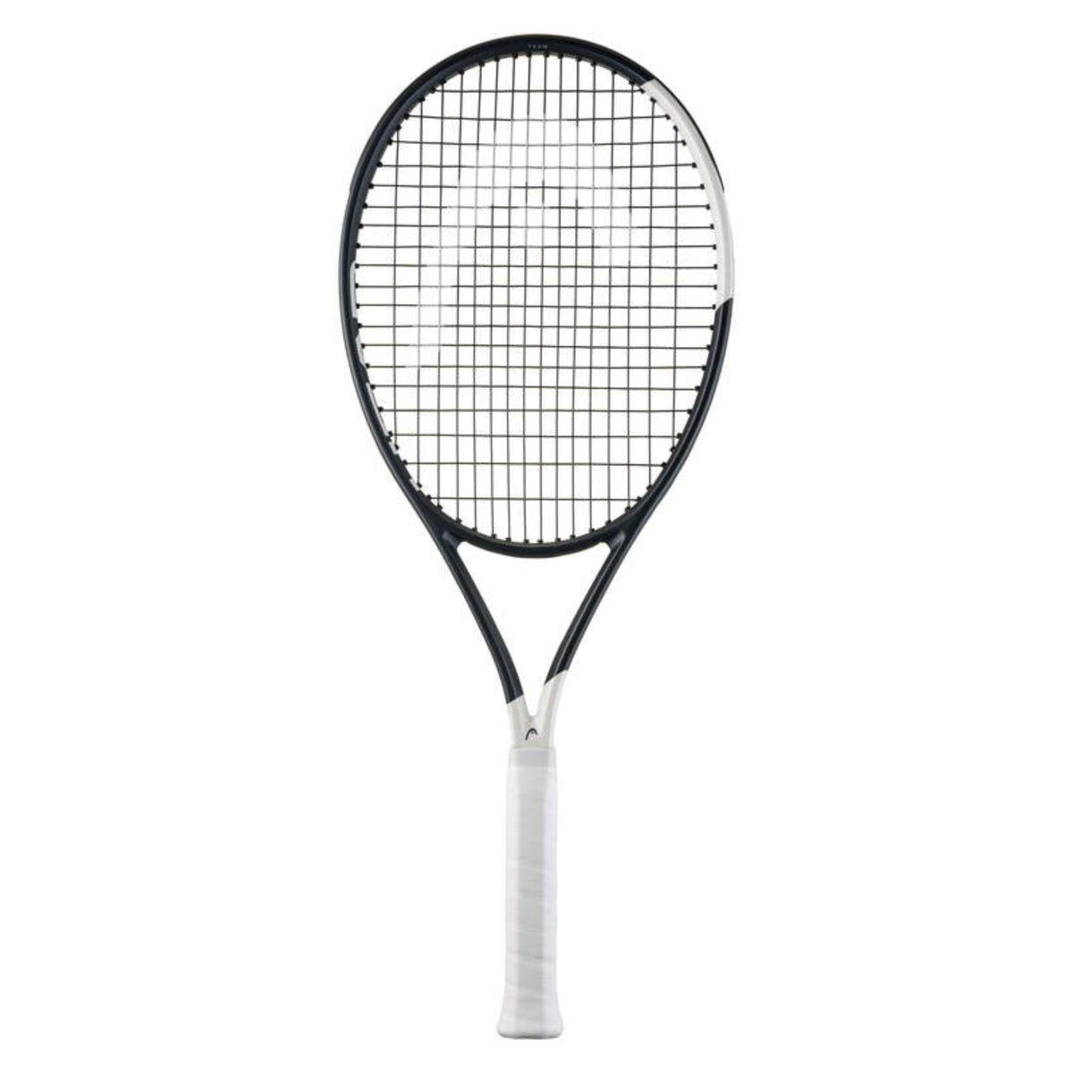 HEAD Speed TEAM 2026 tennis racquet with black and white frame and white grip on white background