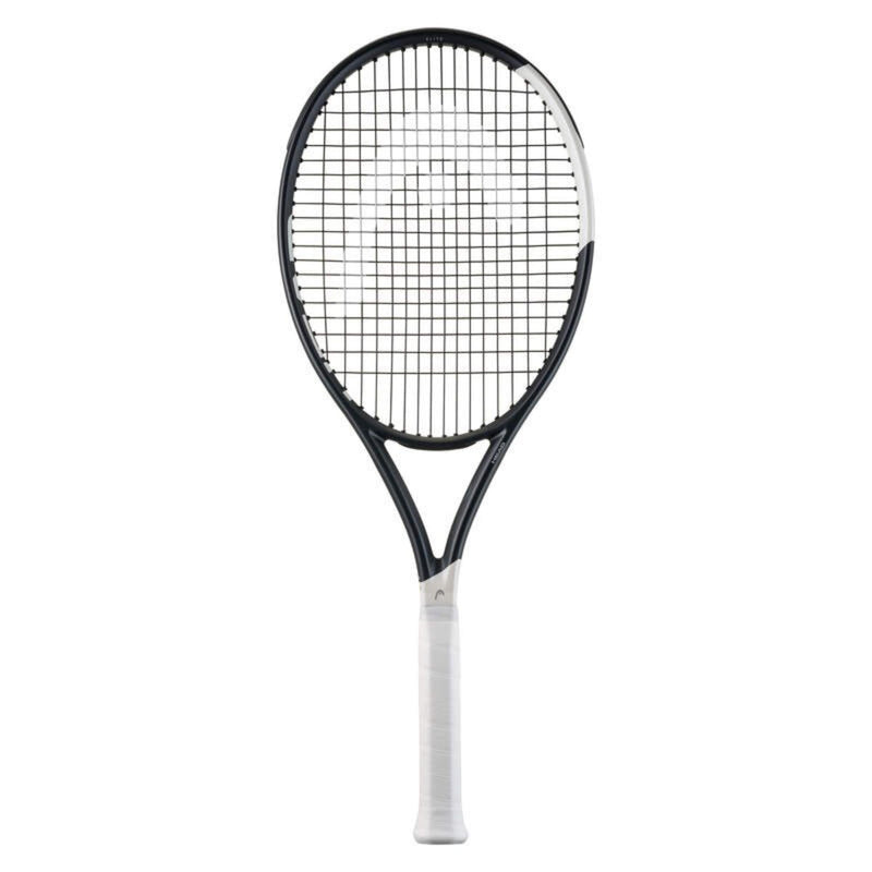 HEAD Speed ELITE 2026 tennis racquet with black and white frame and white grip, shown on a light background.