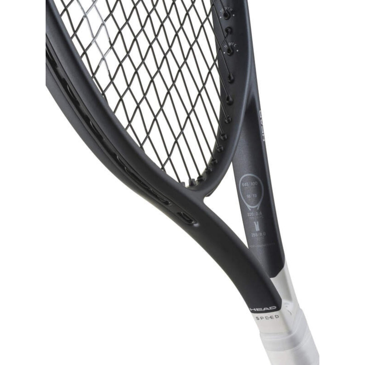 HEAD Speed Jr. 2026 junior tennis racquet with black and white frame and white grip.