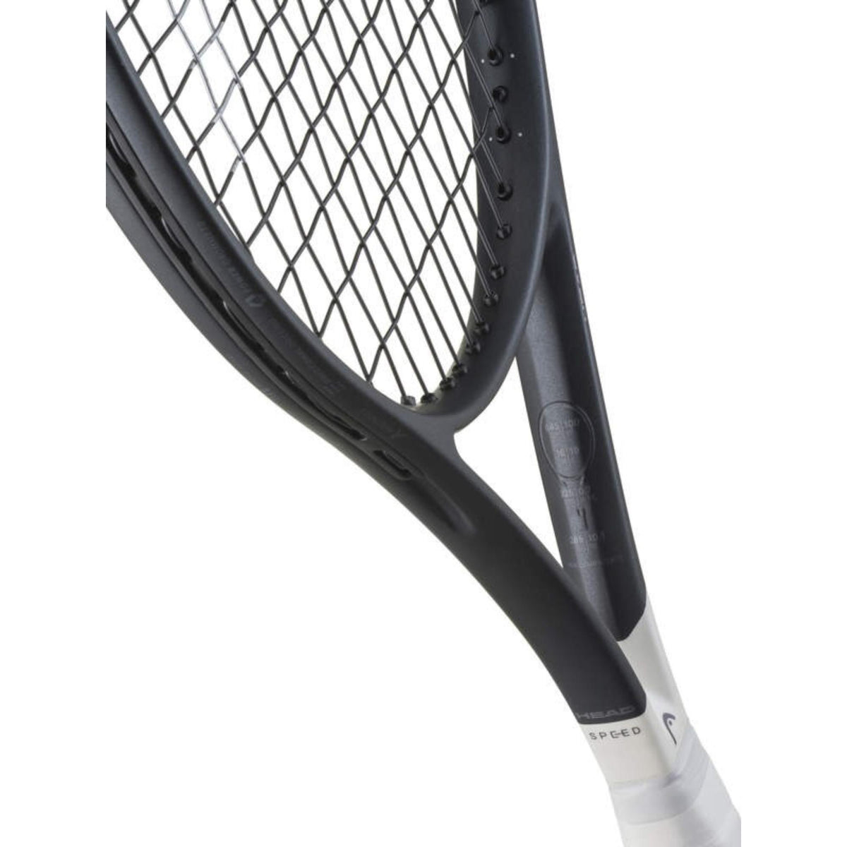 HEAD Speed TOUR 2026 tennis racquet with black and white frame, white grip, and HEAD logo on the strings, shown against a white background.