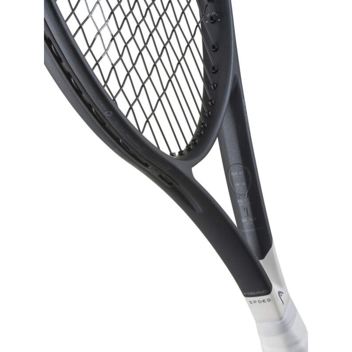 HEAD Speed TOUR 2026 tennis racquet with black frame, white grip, and white string pattern shown against a white background.