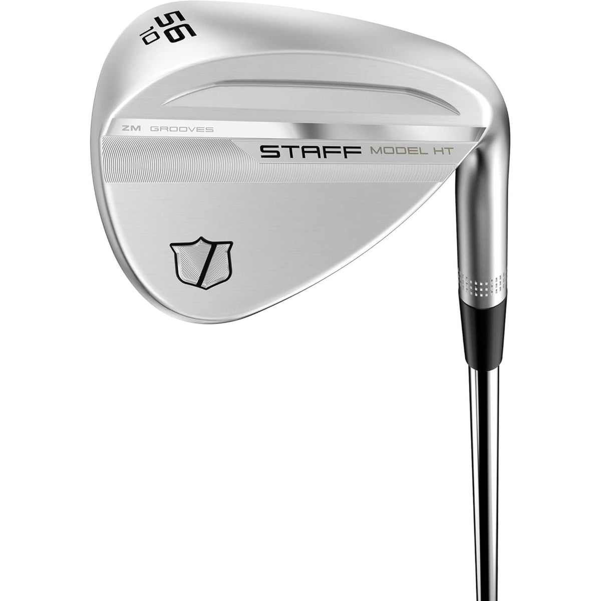 Wilson Golf Staff Model ZM HT wedge featuring a satin chrome finish, precision-milled face with ZM grooves, and a 56° loft for enhanced spin and control.