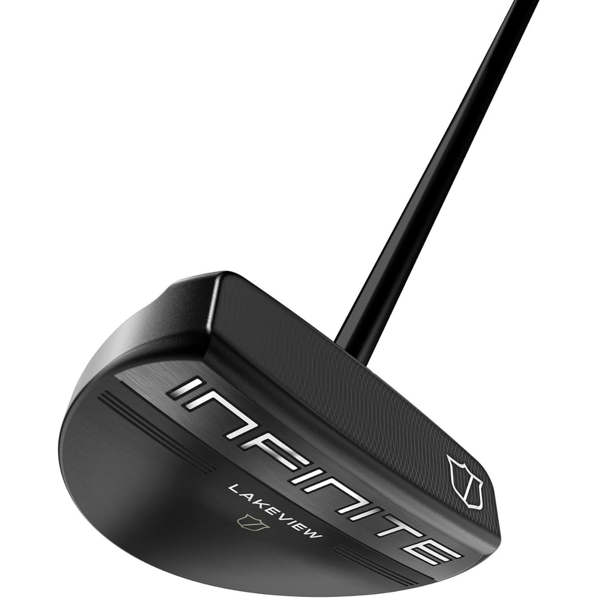 Wilson Infinite Zero Torque Lakeview putter featuring a half-moon mallet design with zero-torque technology that keeps the face square through the stroke for improved stability, alignment, and consistent roll on the greens.