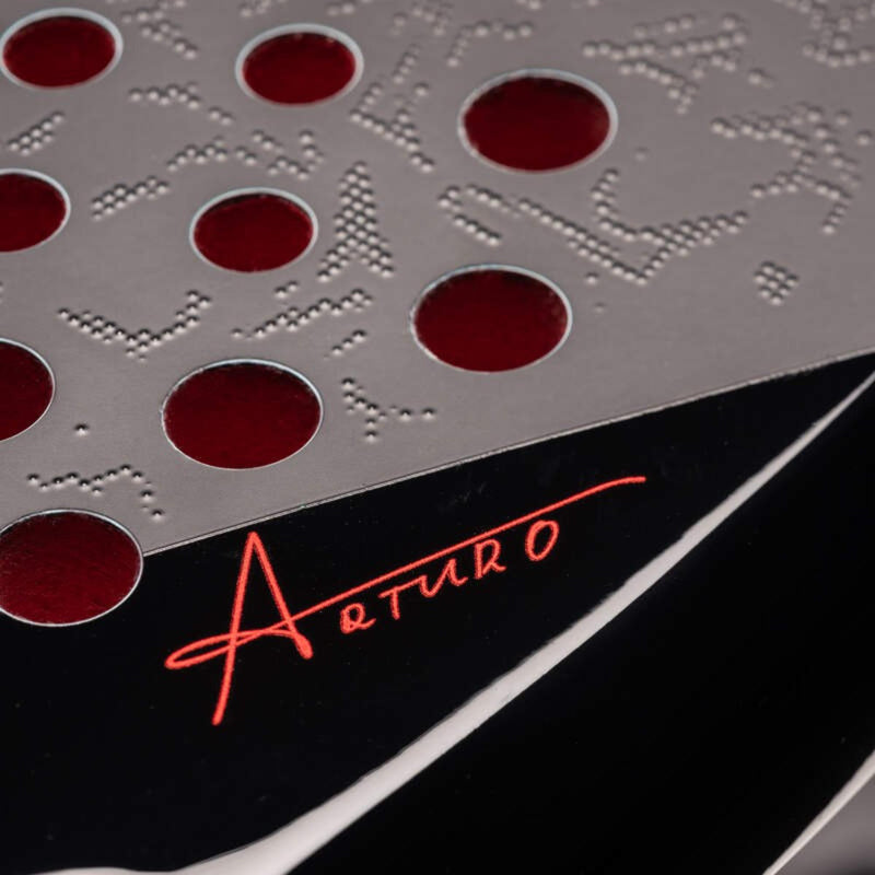 Head Coello Motion Arturo padel racket in black with red accents, front view.