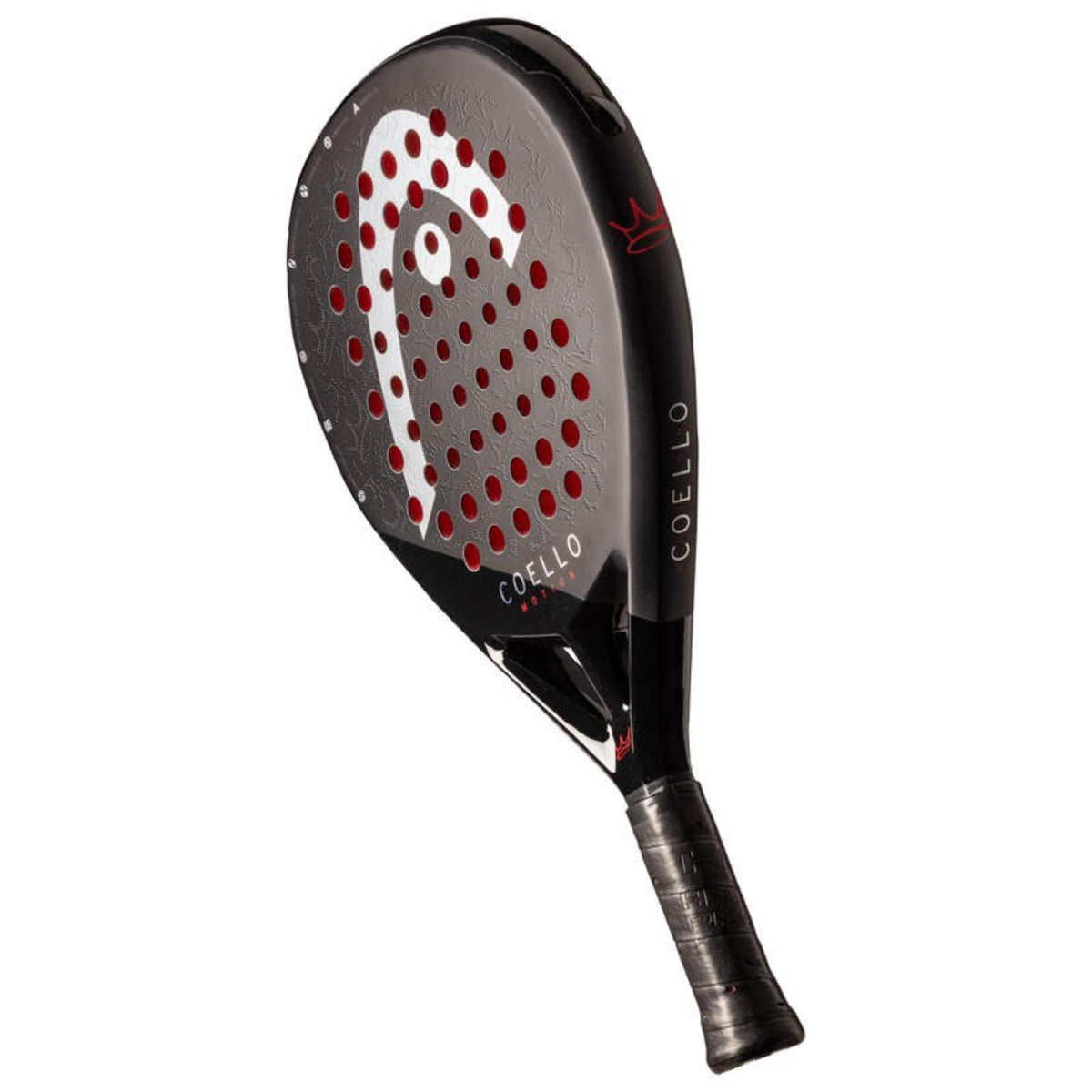 Head Coello Motion Arturo padel racket in black with red accents, front view.