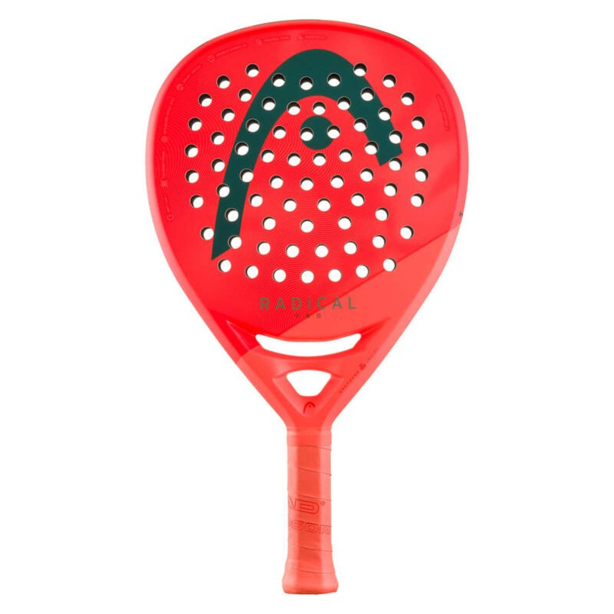 Head Extreme padel racket in navy and lime green, front view with perforated face and black grip.