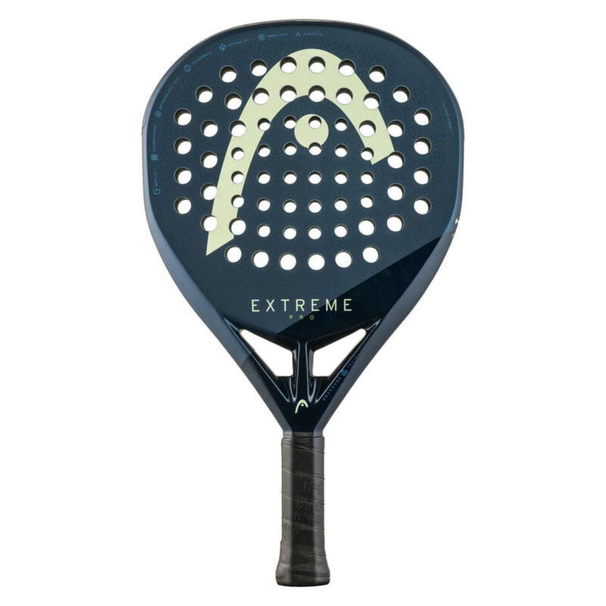 Head Extreme Pro padel racket with solid dark blue face and pale yellow logo