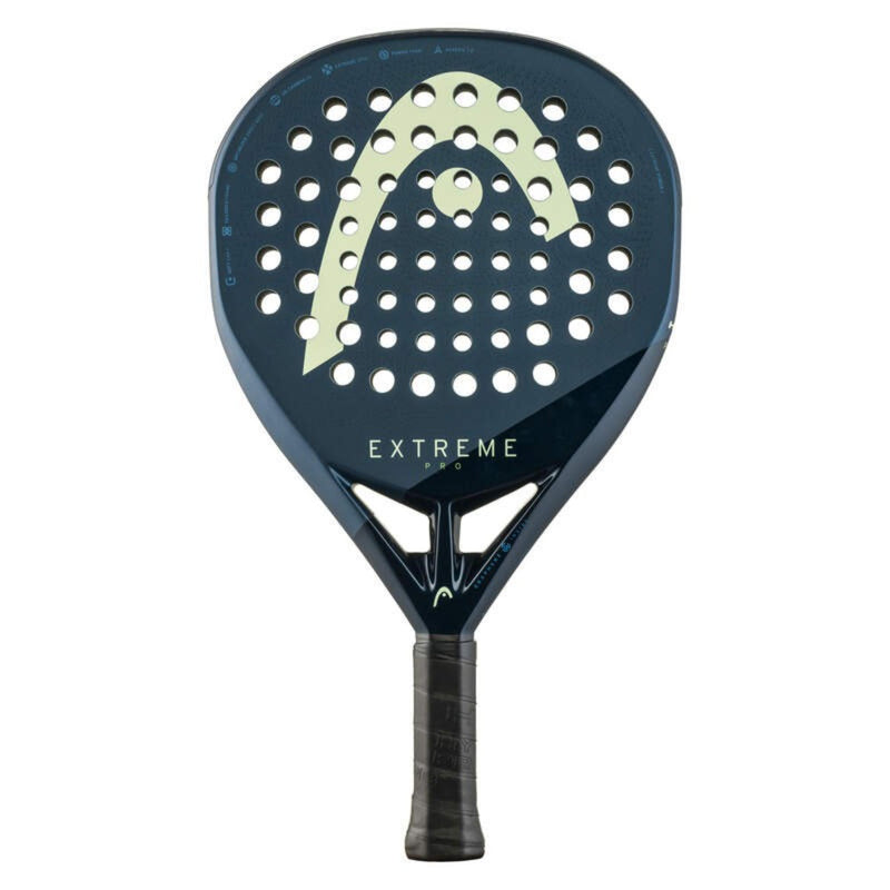 Head Extreme Pro padel racket with solid dark blue face and pale yellow logo