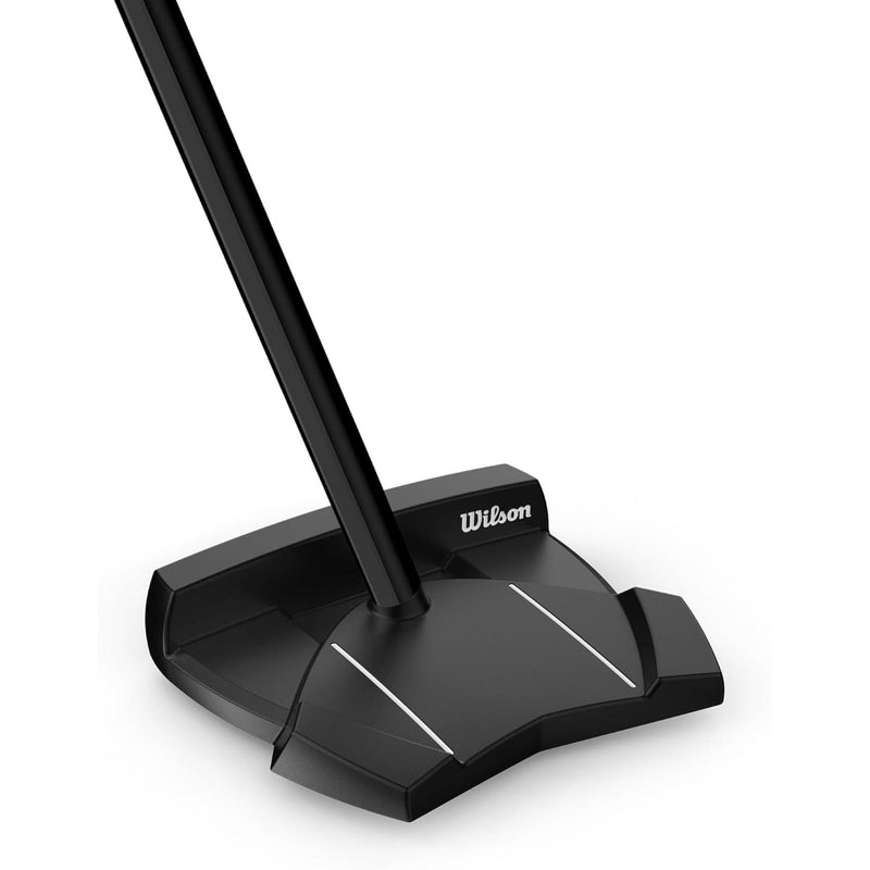 Wilson Golf Infinite Zero Torque “The 606” black mallet putter head with alignment lines and textured top surface, shown at an angled close-up against a light background.
