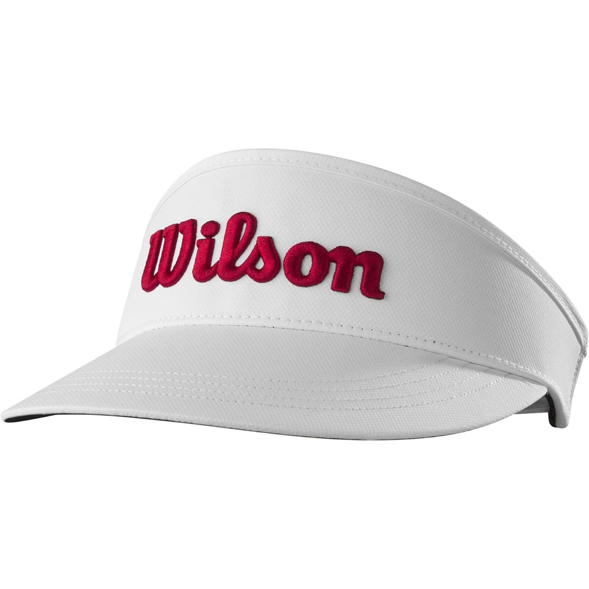 Wilson Golf Tour visor featuring a lightweight design with an embroidered Wilson logo, providing breathable comfort and sun protection on the course.