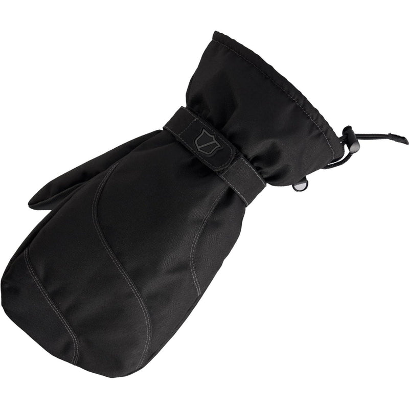 Wilson Golf winter golf mittens in black featuring insulated construction, adjustable wrist straps, and drawstring cuffs for cold-weather protection.