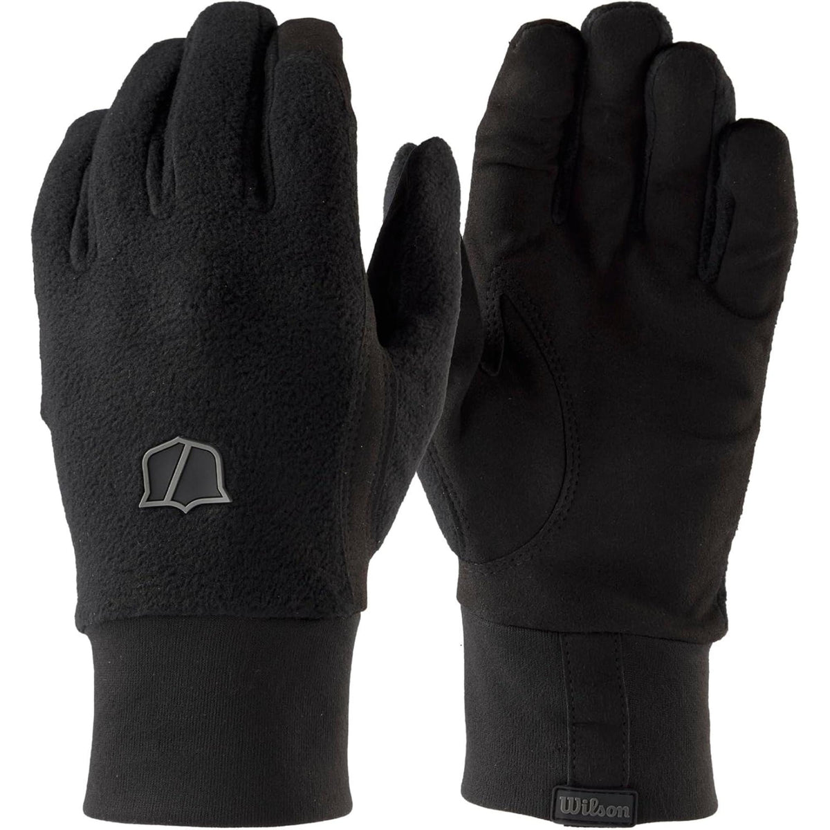 Wilson Golf winter adult golf gloves in black with fleece exterior, insulated design, and reinforced palm grip for cold-weather play.