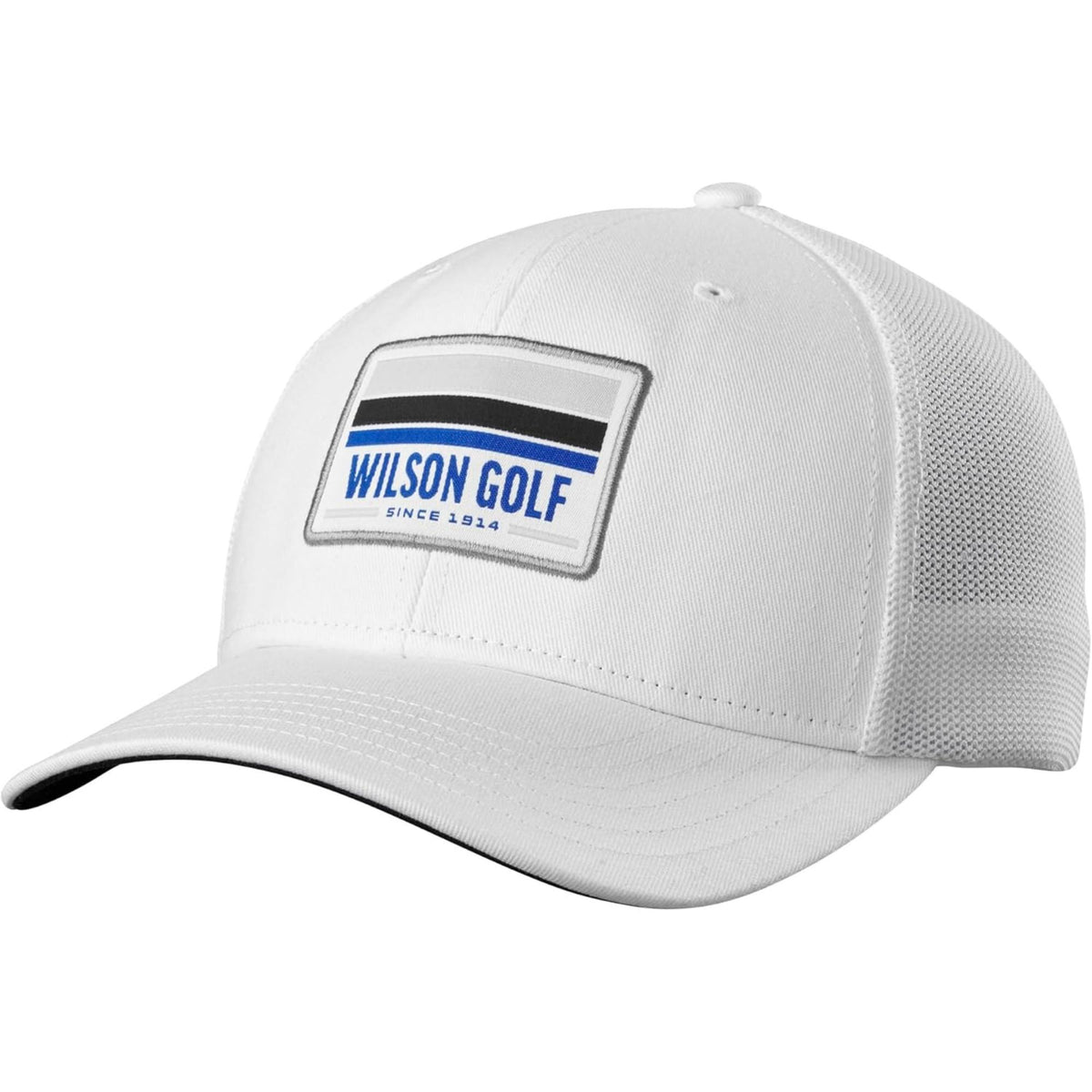 Wilson Golf snapback hat featuring a structured front panel with Wilson Golf patch logo, breathable mesh back, and adjustable snapback closure for comfortable all-day wear on and off the course.