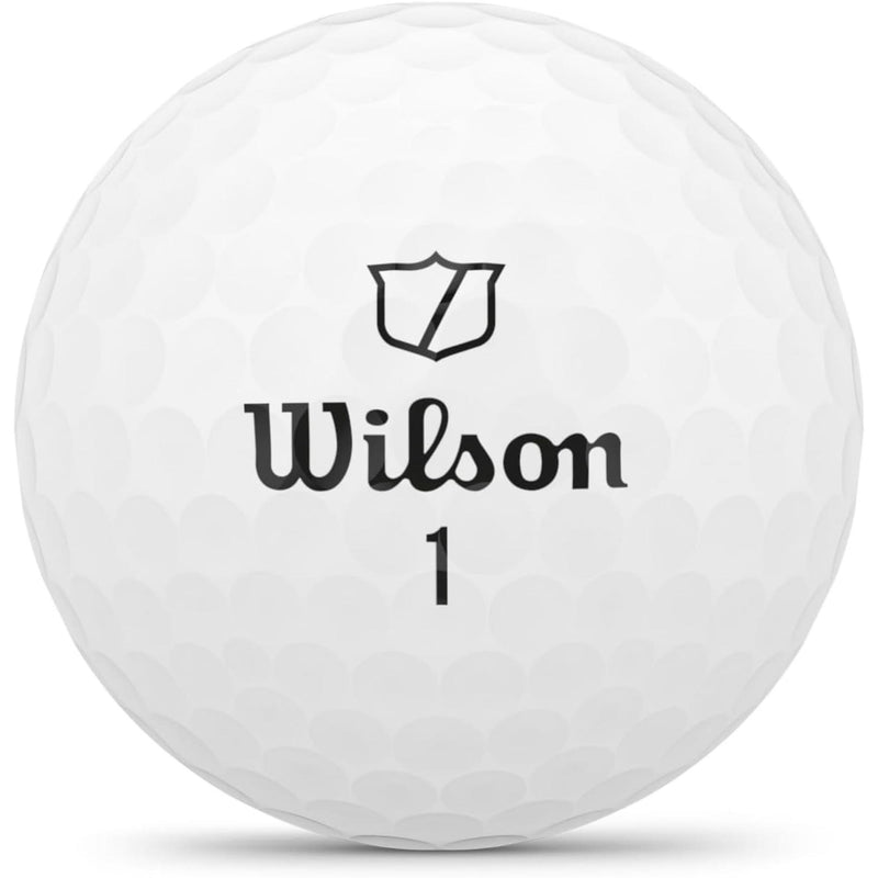 Wilson Staff Model® TRK360 golf balls feature a premium four-piece urethane construction with advanced V-COR™ core technology and a thin cast urethane cover to deliver exceptional speed, distance, and greenside spin. The TRK360 alignment aid helps improve aim and provides visual feedback on putts, while the seamless dimple design promotes a stable, penetrating ball flight. Each pack includes 12 balls engineered for tour-level performance and consistent control from tee to green.