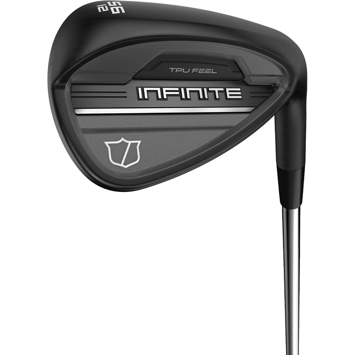 Wilson Golf Infinite wedge featuring a matte black finish, TPU Feel insert, and cavity-back design for improved control and consistency around the greens.