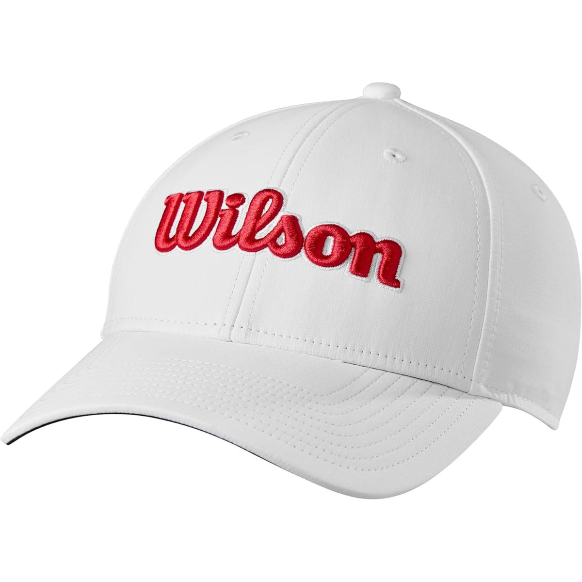 Wilson Golf Pro Tour hat in white featuring a red embroidered Wilson logo on the front with a curved brim design.