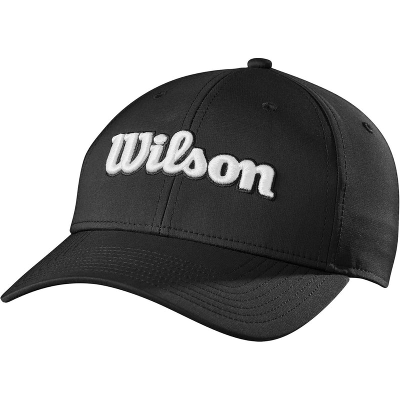Wilson Golf Pro Tour hat in white featuring a white embroidered Wilson logo on the front with a curved brim design.