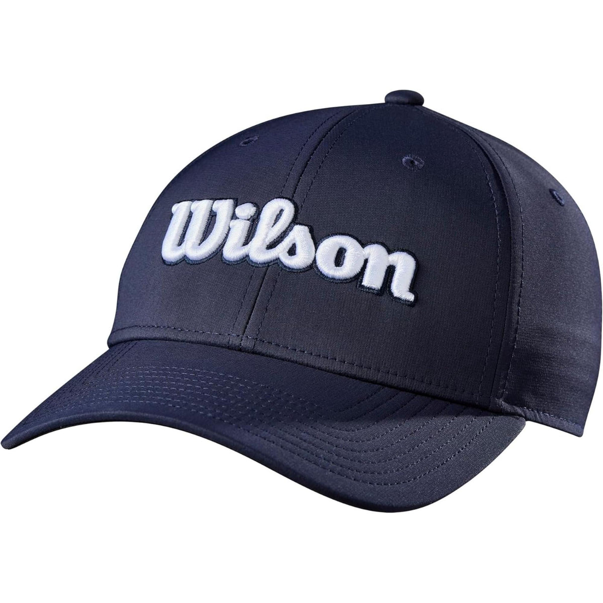 Wilson Golf Pro Tour hat in navy featuring a white embroidered Wilson logo on the front with a curved brim design.