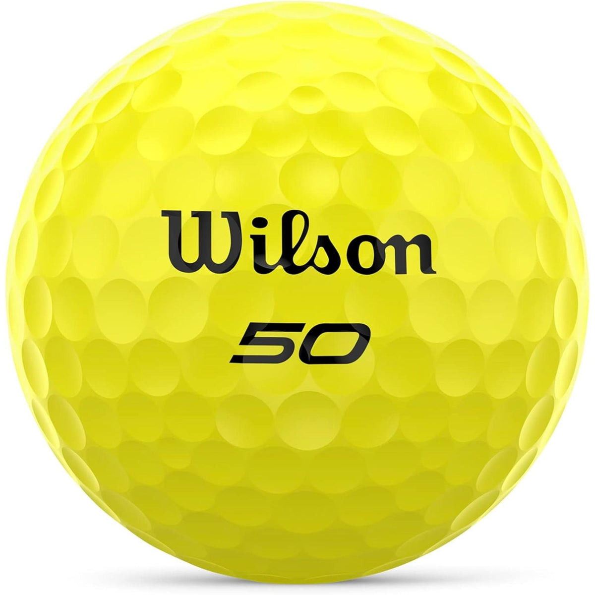 Wilson Fifty Elite golf balls 12 pack featuring low-compression construction, advanced rubber core, and aerodynamic dimple design for soft feel, long distance, and stable flight off the tee.