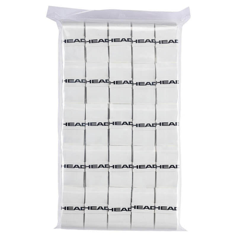 HEAD 12 Prime Tour tennis overgrips in white, 12-pack in clear resealable bag.