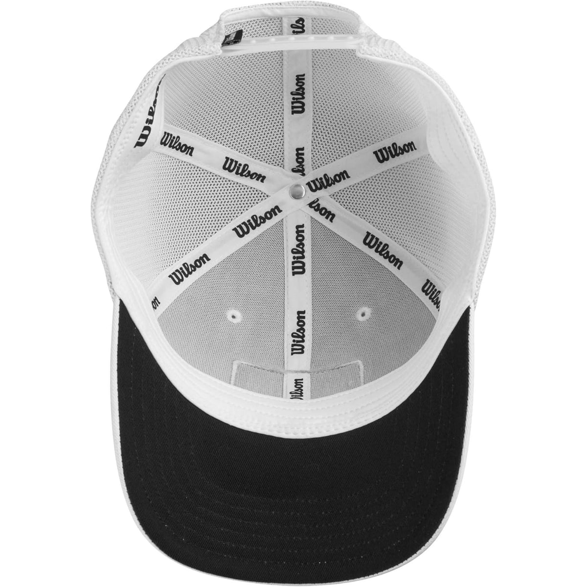 Wilson Golf snapback hat featuring a structured front panel with Wilson Golf patch logo, breathable mesh back, and adjustable snapback closure for comfortable all-day wear on and off the course.