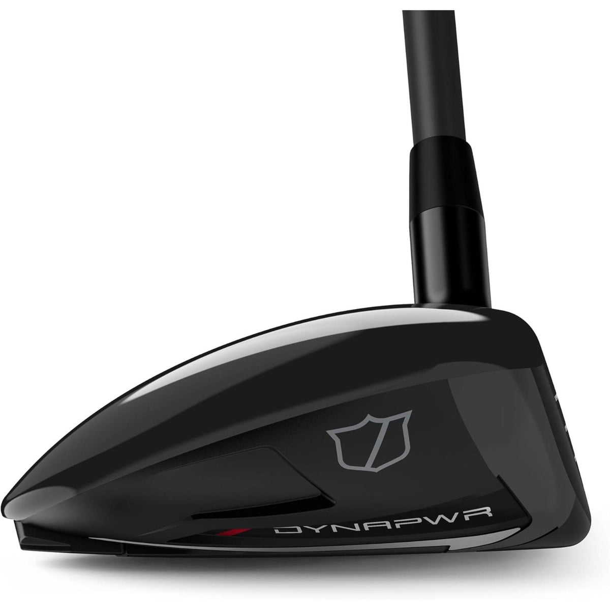 Wilson Golf DYNAPWR Max fairway wood featuring a black club head with PKR-360 technology, aerodynamic shaping, and a sleek performance design.