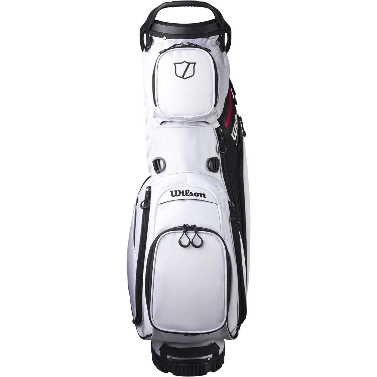 Wilson Golf Talus stand golf bag, multiple zippered pockets, built-in stand legs, and top carry handle, displayed on a white background.