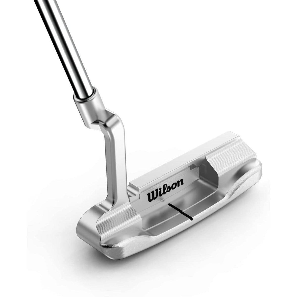 Wilson Golf Staff Model BL22 blade putter in brushed silver finish with precision-milled face and sole weighting, shown in an angled close-up on a white background.