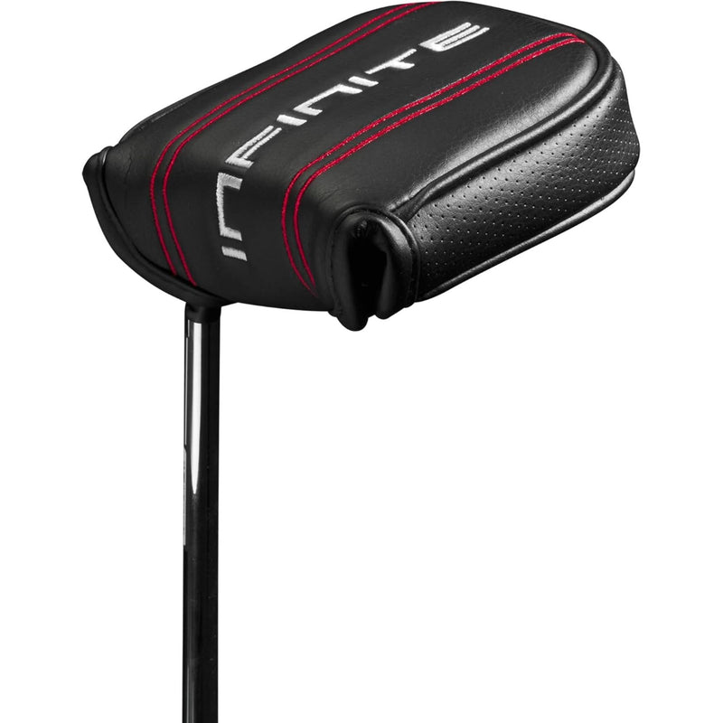 Wilson Infinite® The L putter featuring a modern fang-style mallet design with precision-milled face, counterbalanced technology, and strong alignment features to promote stability, improved feel, and consistent roll on the greens.