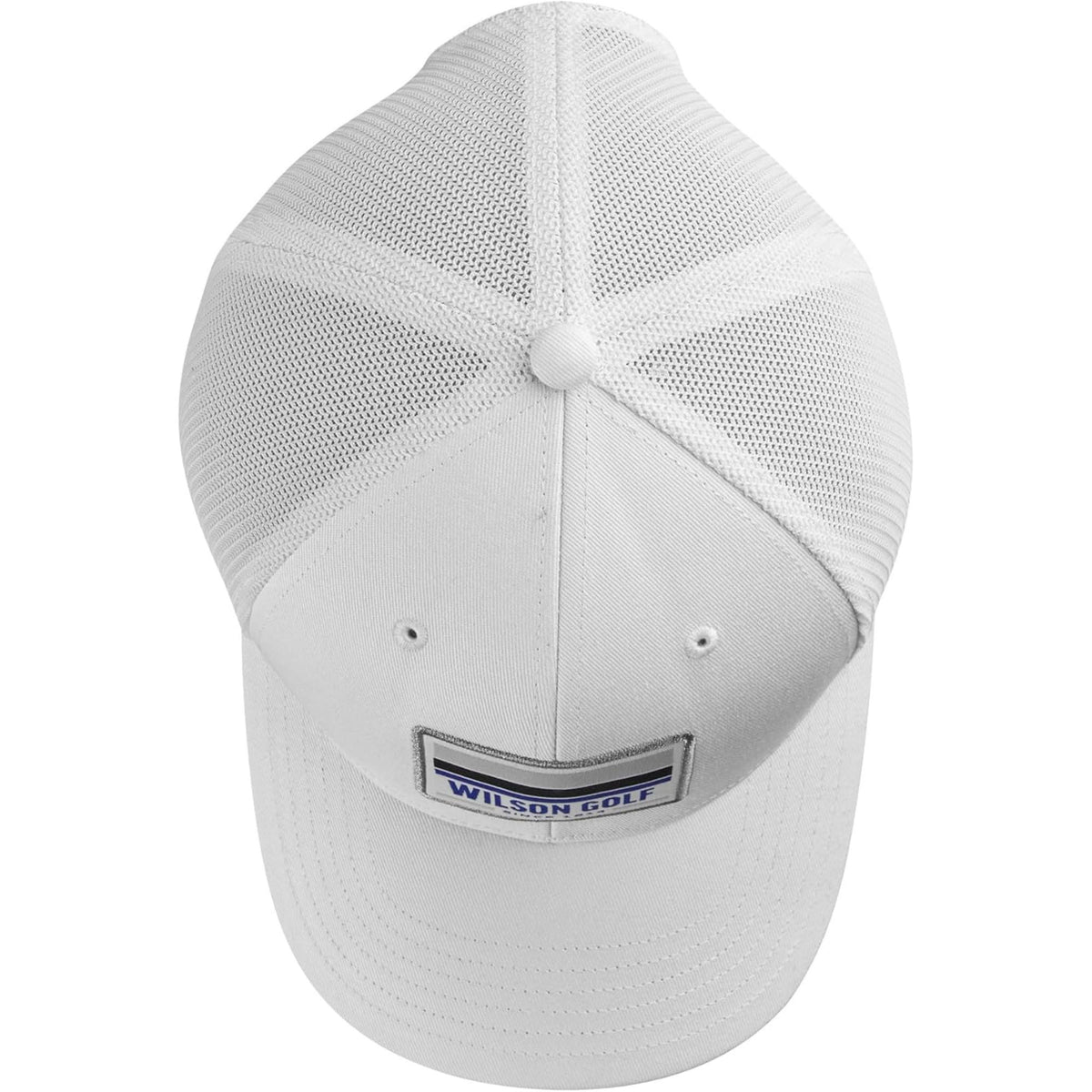 Wilson Golf snapback hat featuring a structured front panel with Wilson Golf patch logo, breathable mesh back, and adjustable snapback closure for comfortable all-day wear on and off the course.