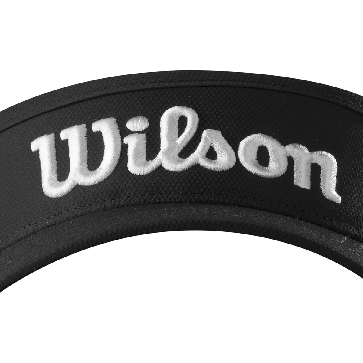 Wilson Golf Script visor featuring a lightweight, breathable design with embroidered Wilson script logo and curved brim for comfortable sun protection on the course.
