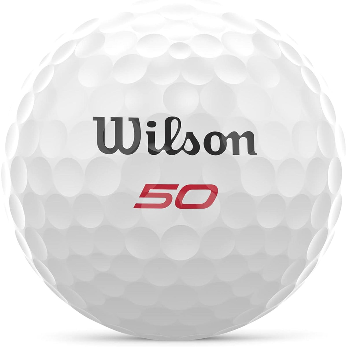Wilson Fifty Elite golf balls 12 pack featuring low-compression construction, advanced rubber core, and aerodynamic dimple design for soft feel, long distance, and stable flight off the tee.